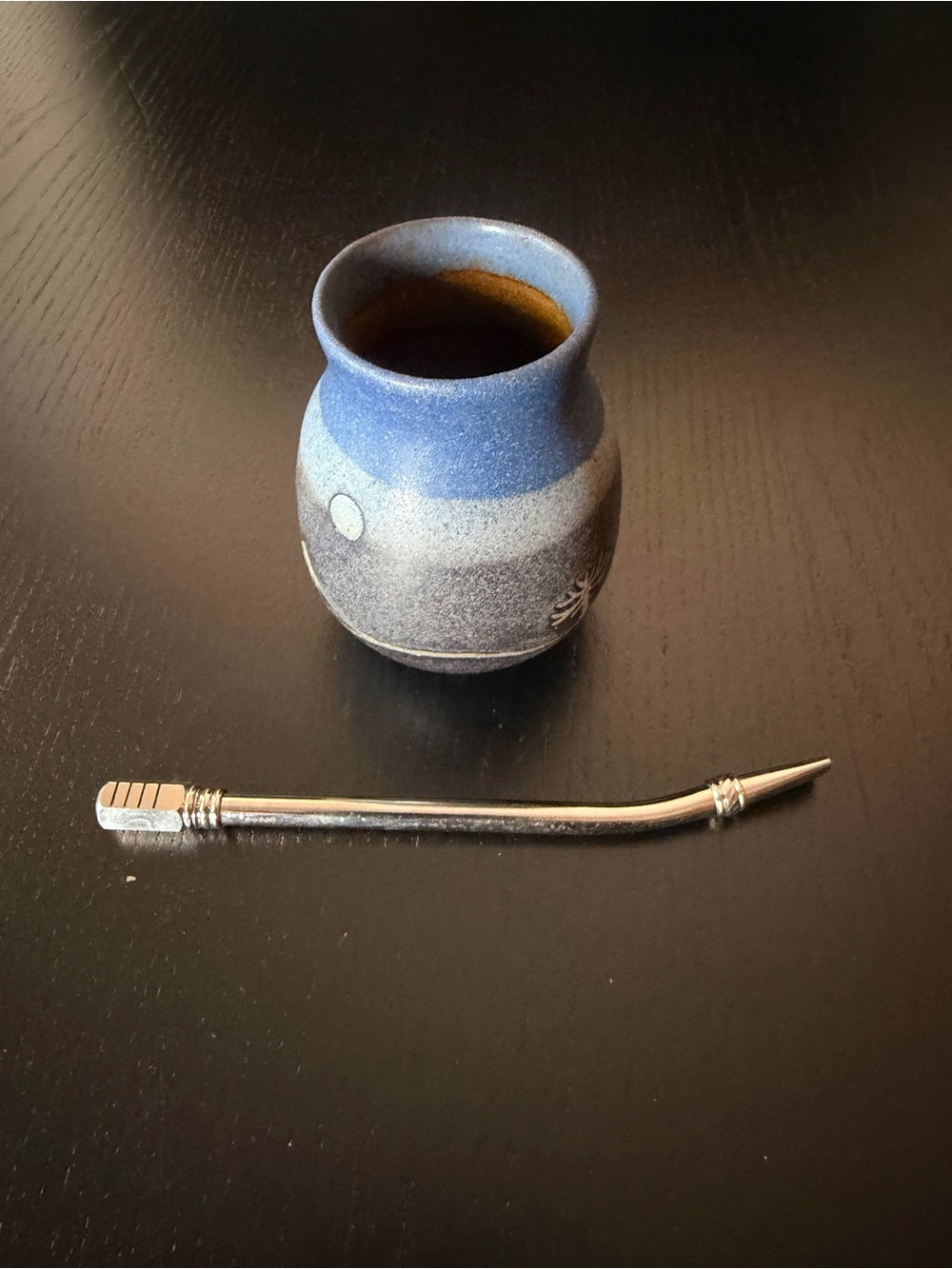 Handcrafted Ceramic Cup from Peru with Yerba Mate Bombilla set